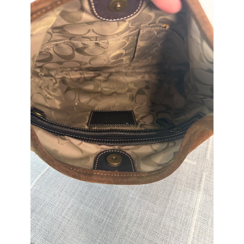 Vintage Coach Suede Brown Crossbody Purse 9506 Y2K Boho Minimalist - Picture 7 of 11